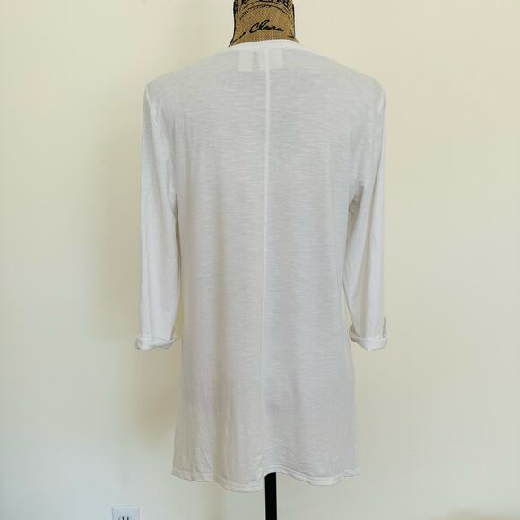 Chico's Zenergy Seam Detail White Flowy Comfy Tunic Top Sz Medium Sz 1 - Picture 6 of 12
